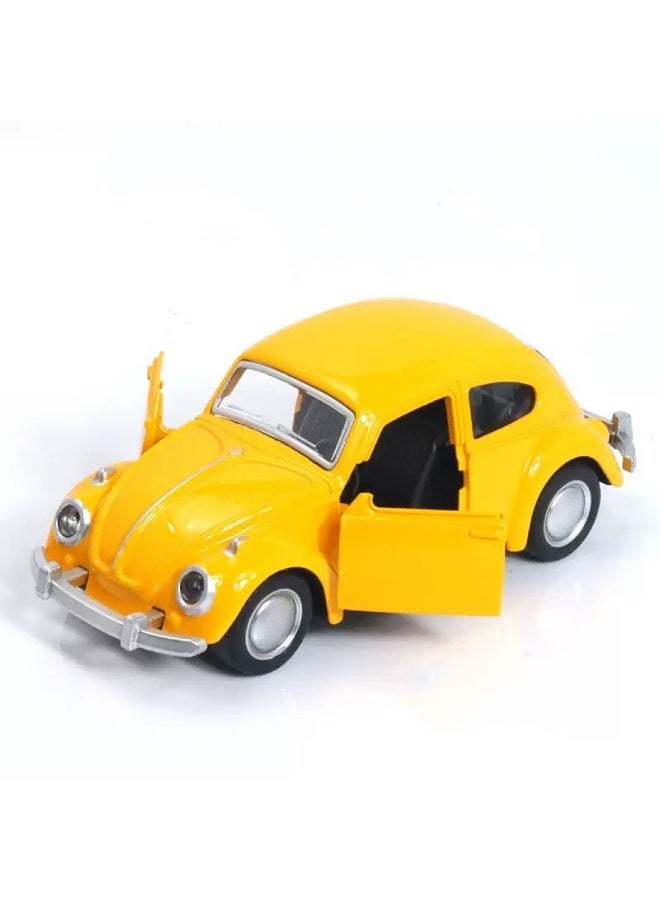 1:38 Scale Die-Cast Metal Car Model - Classic Retro Yellow, Openable Doors & Windows, Collectible Toy Car with Visible Interior, Perfect Birthday Gift,Car Toy,Kids Gift - Image 4
